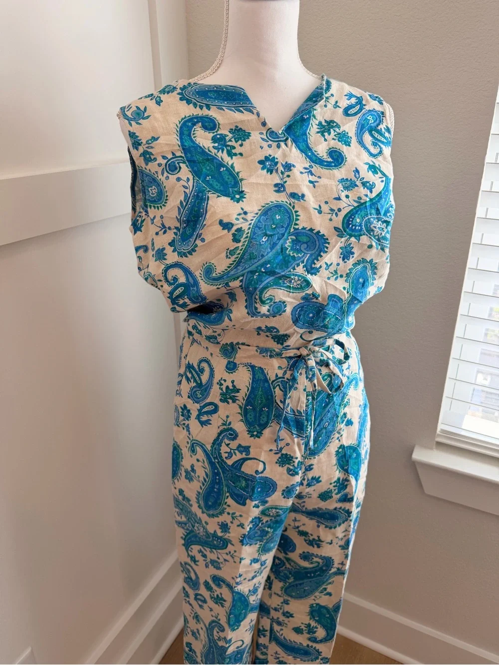 ✨ Vintage Units 100% Linen Paisley Matching Set ✨
